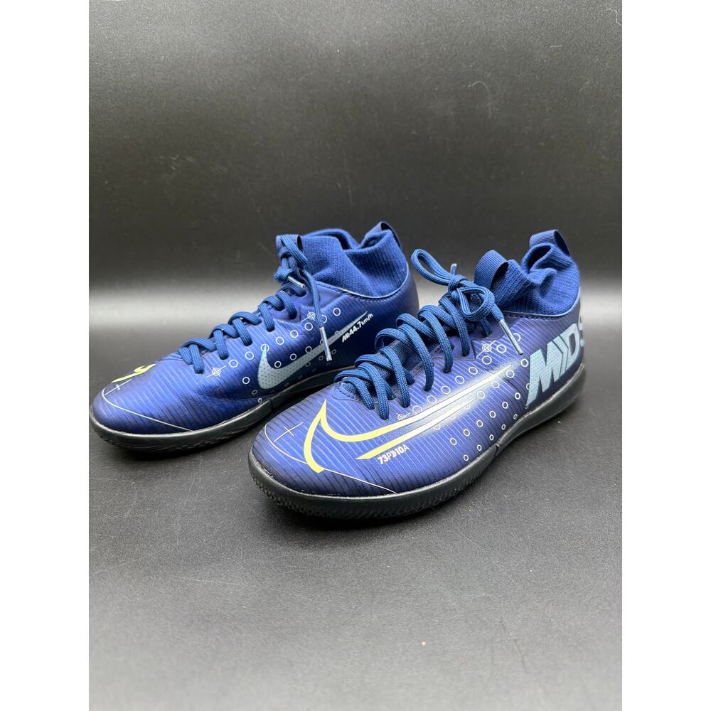 Nike Jr Mercurial Superfly 7 Academy IC Blue Volt Indoor Soccer Shoes 1Y